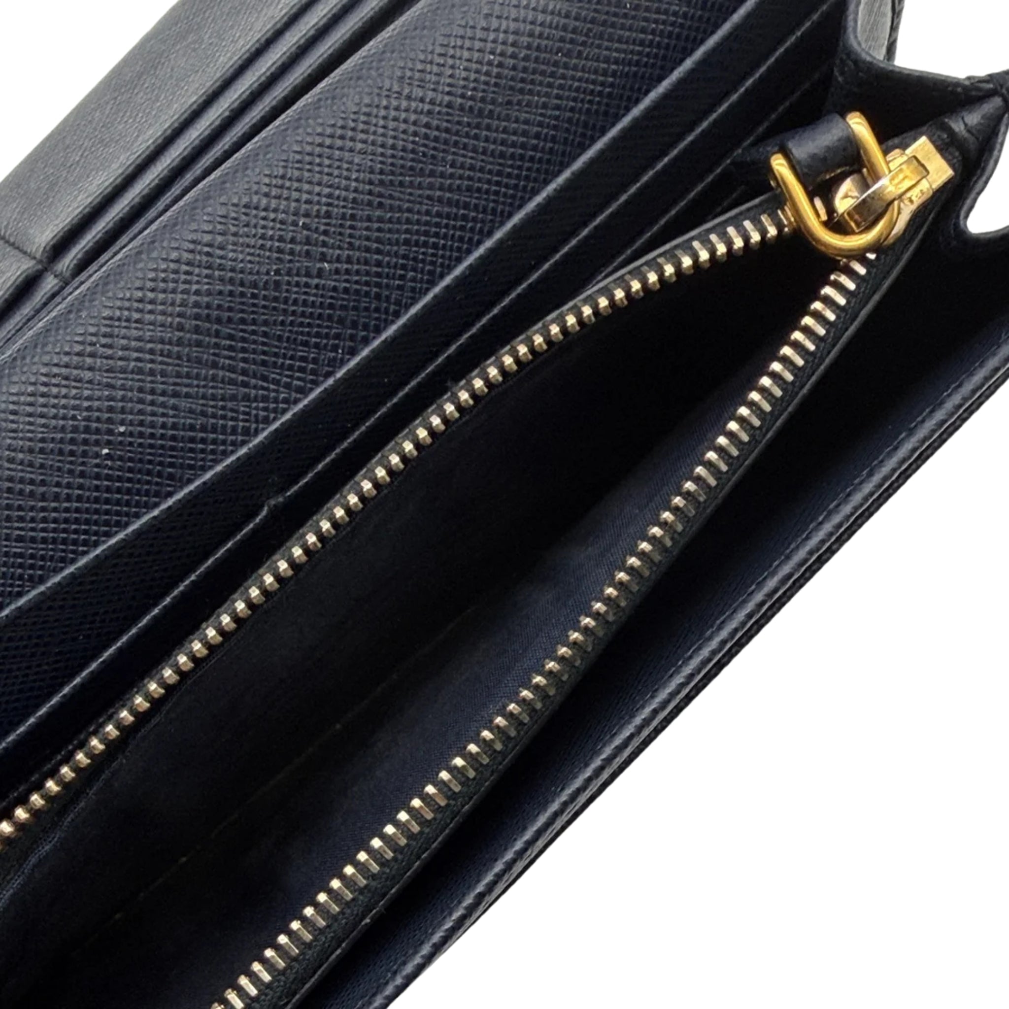 Prada Saffiano Lux Leather Continental Flap Wallet on a Chain