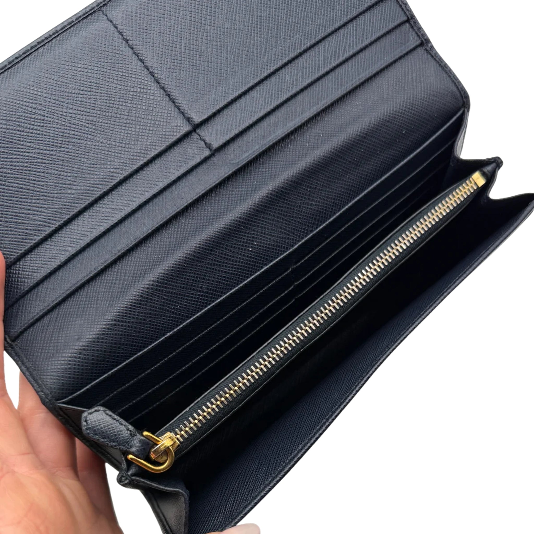 Prada Saffiano Lux Leather Continental Flap Wallet on a Chain