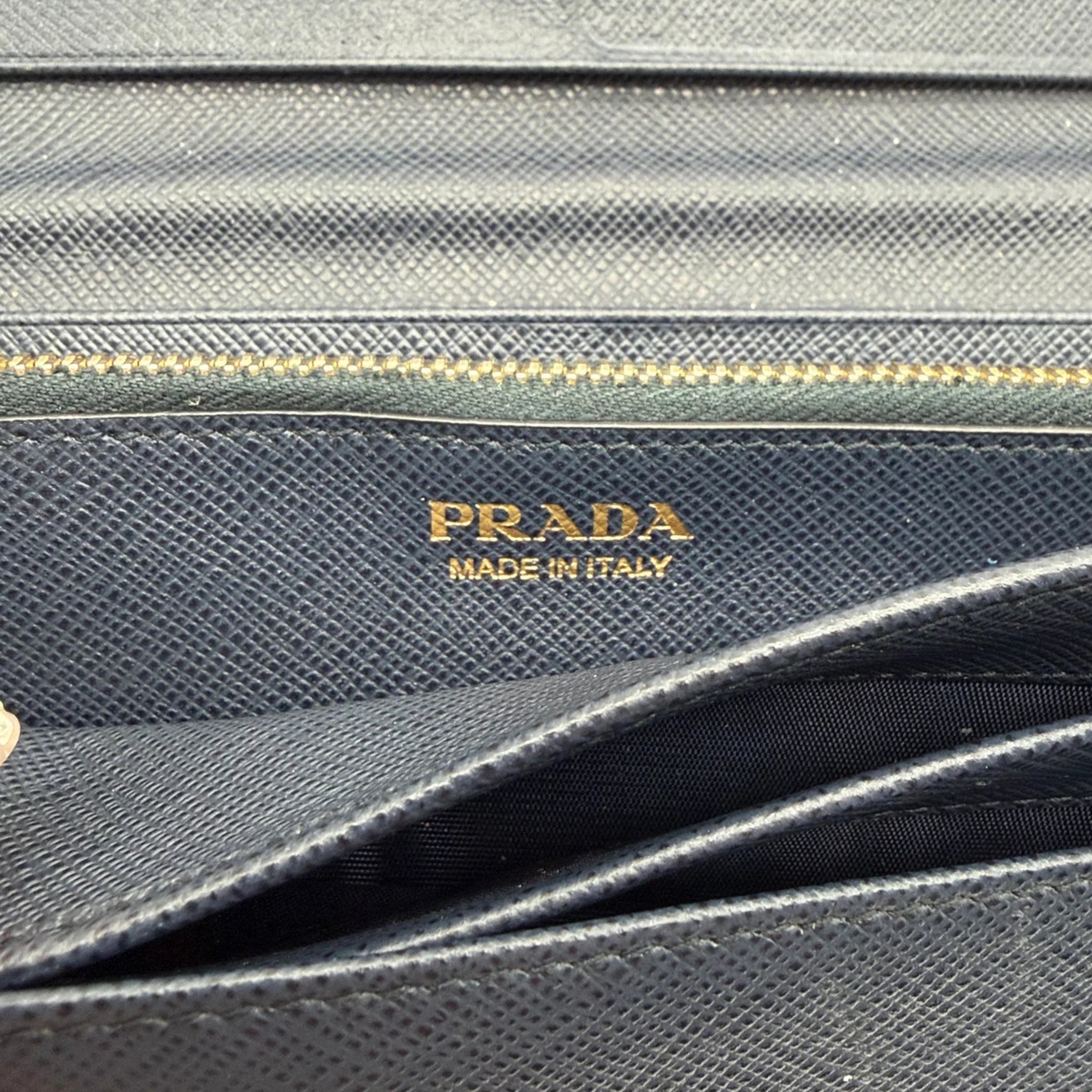 Prada Saffiano Lux Leather Continental Flap Wallet on a Chain