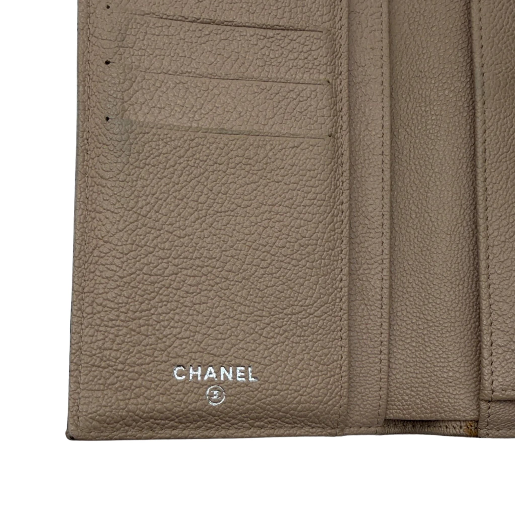 Chanel Bicolor Leather Tri-fold Long Wallet on Chain
