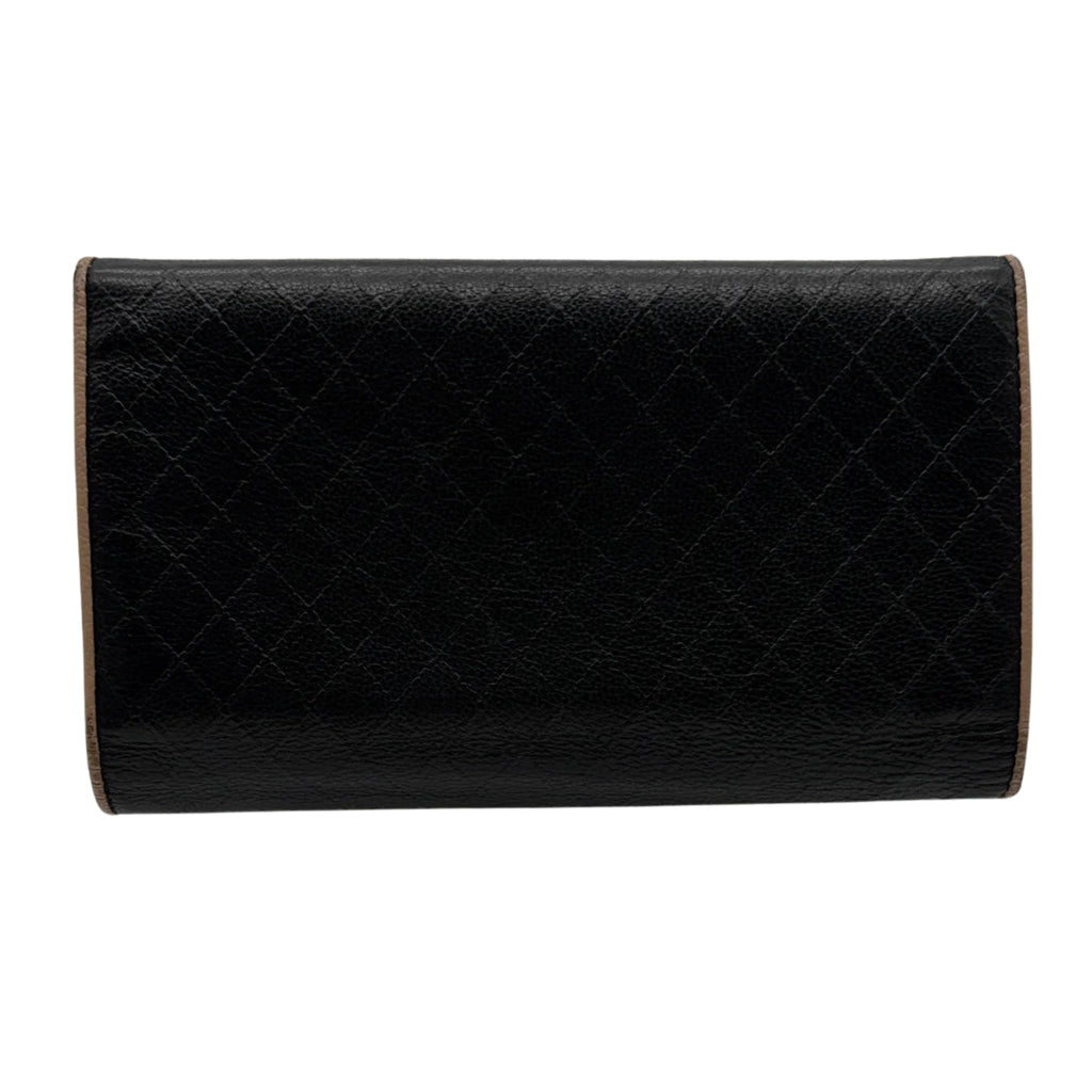 Chanel Bicolor Leather Tri-fold Long Wallet on Chain