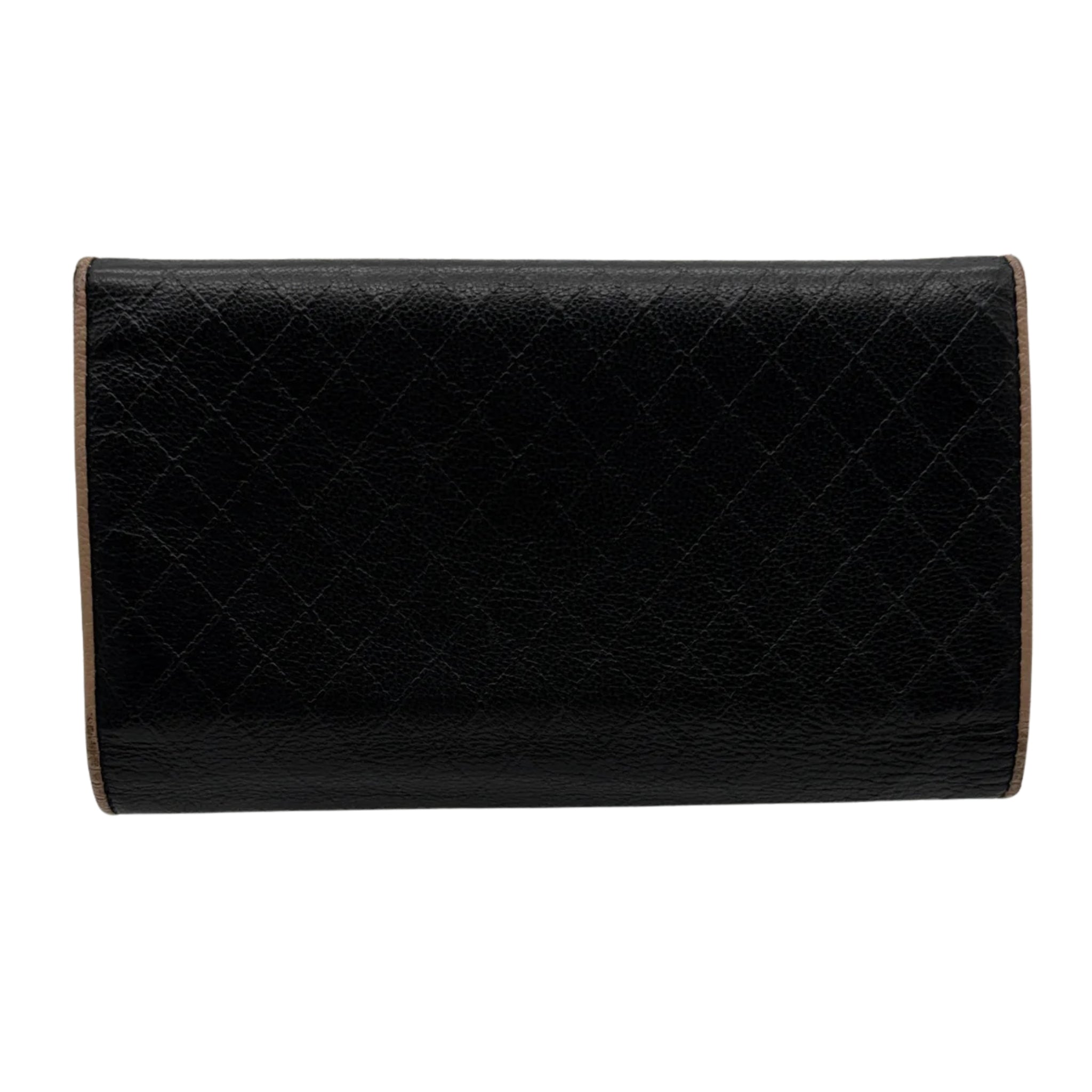 Chanel Bicolor Leather Tri-fold Long Wallet on Chain
