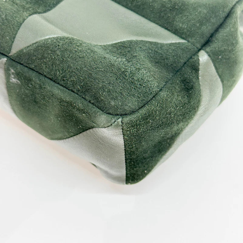 Saint Laurent Jamie Lambskin and Green Suede Medium Chain Shoulder Bag