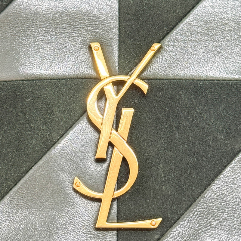 Saint Laurent Jamie Lambskin and Green Suede Medium Chain Shoulder Bag