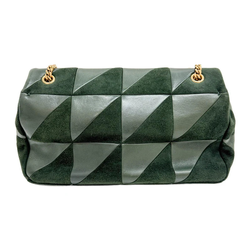 Saint Laurent Jamie Lambskin and Green Suede Medium Chain Shoulder Bag