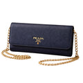 Prada Saffiano Lux Leather Continental Flap Wallet on a Chain
