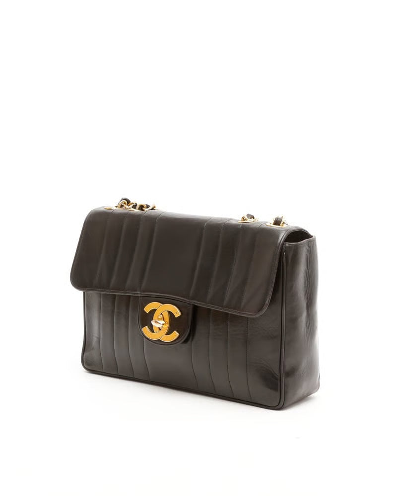 Chanel Lambskin Jumbo Vertical Quilted Single Flap Bag