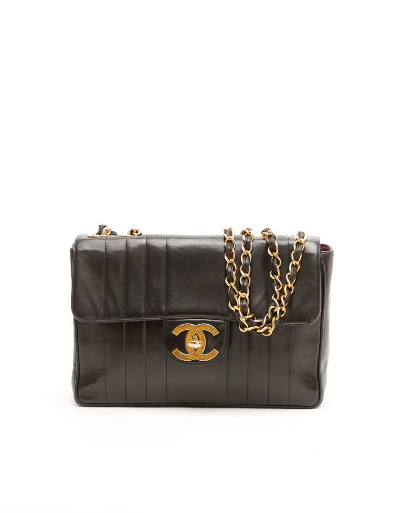 Chanel Lambskin Jumbo Vertical Quilted Single Flap Bag
