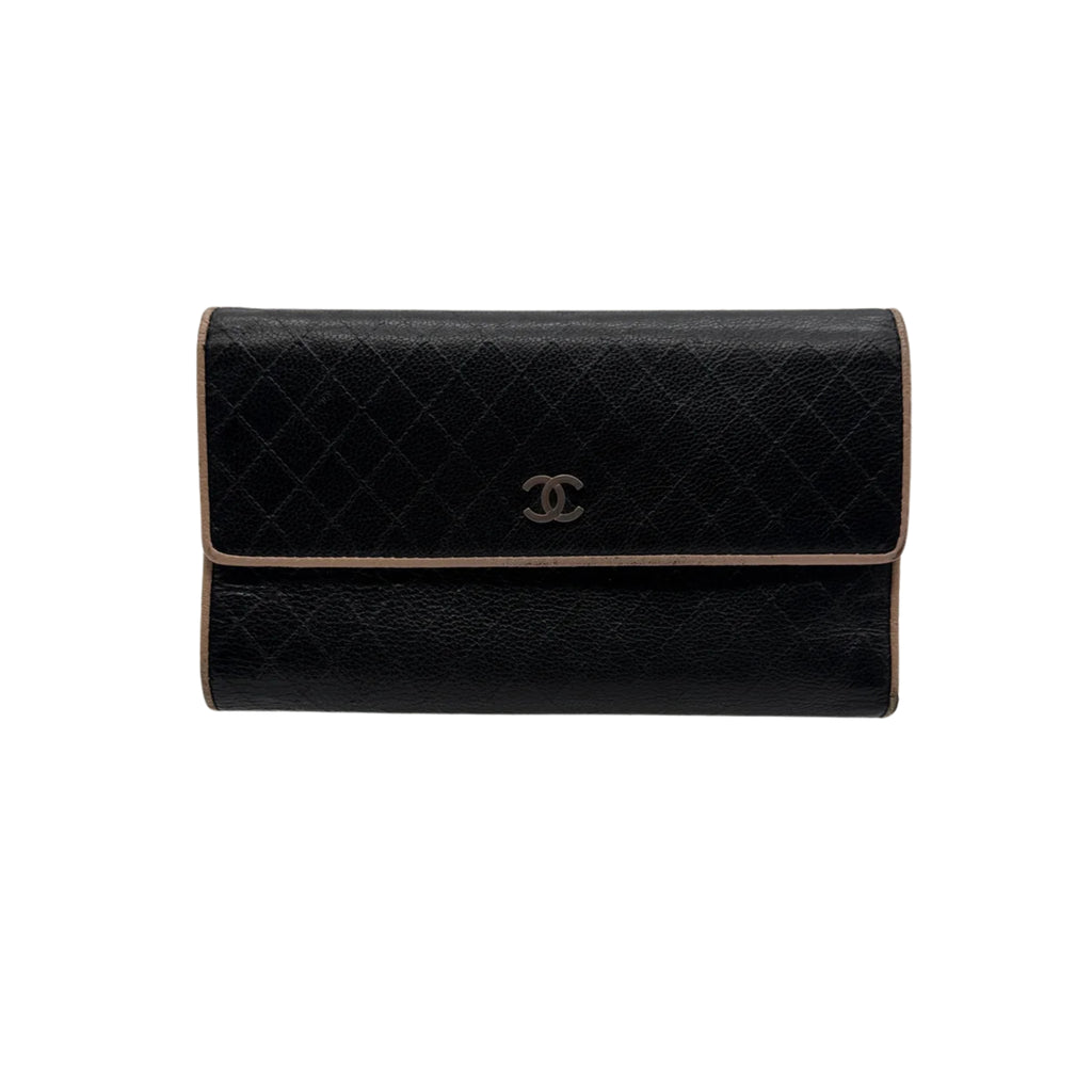Chanel Bicolor Leather Tri-fold Long Wallet on Chain