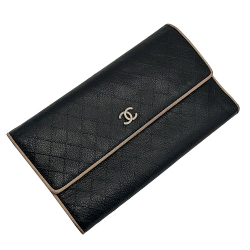 Chanel Bicolor Leather Tri-fold Long Wallet on Chain