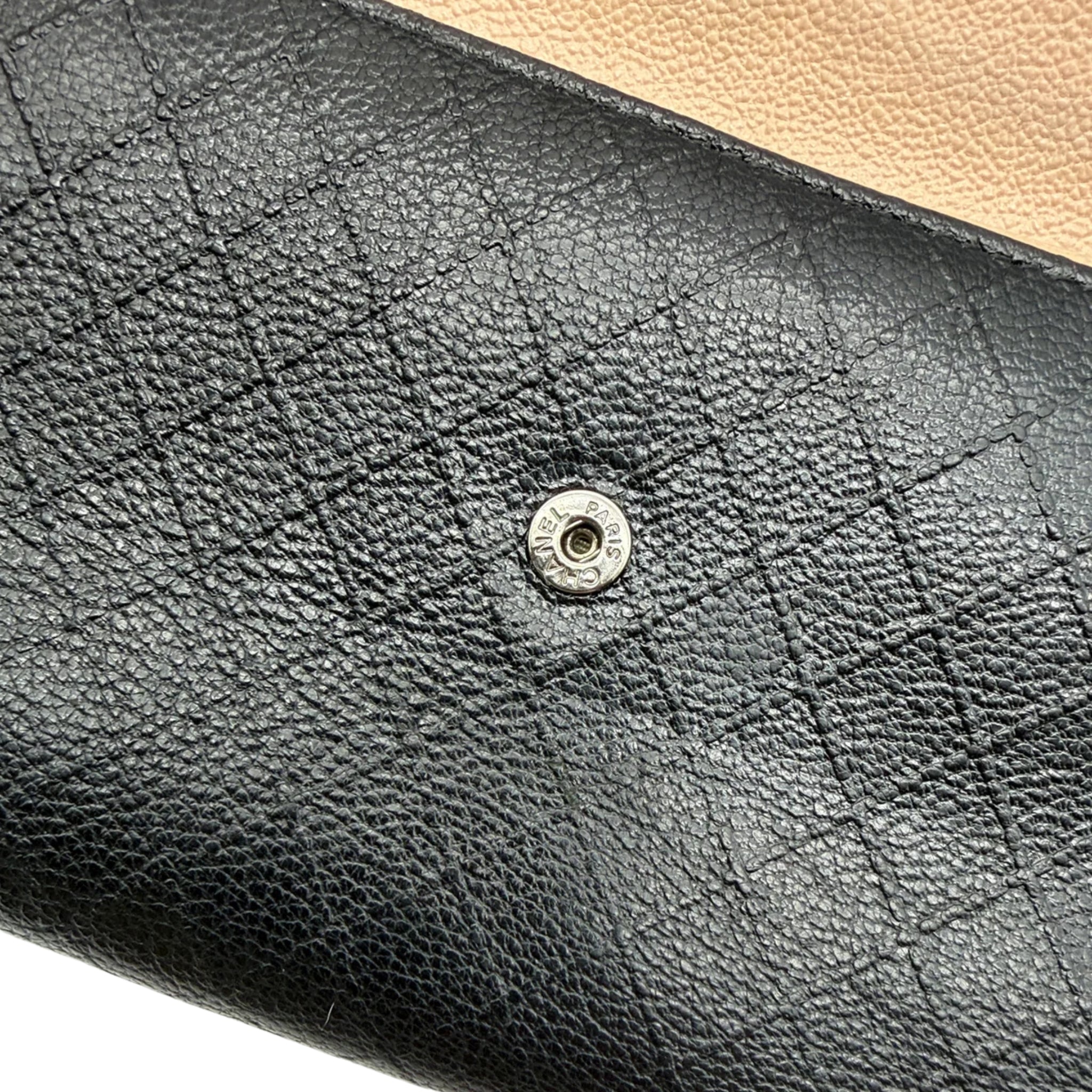 Chanel Bicolor Leather Tri-fold Long Wallet on Chain