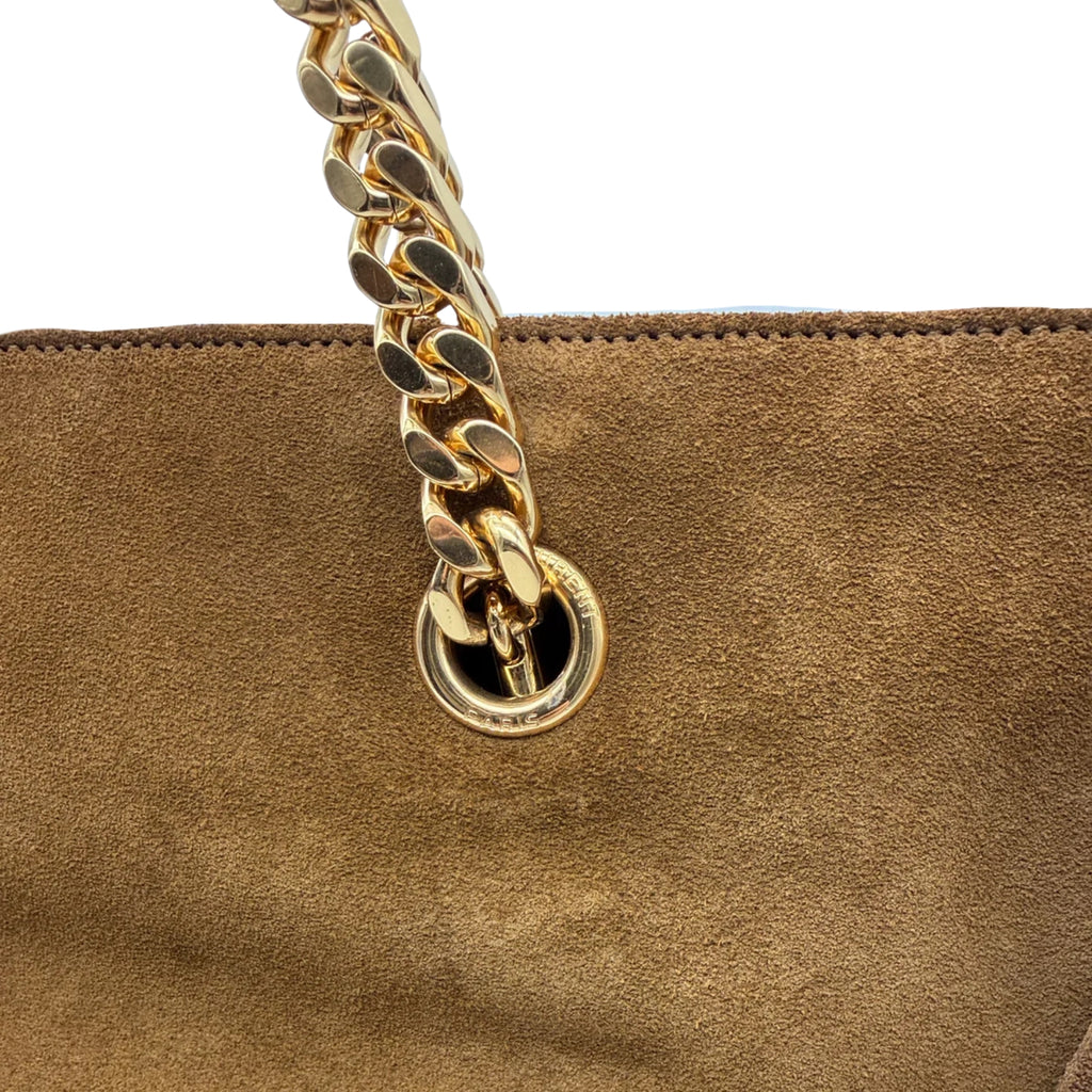 Saint Laurent Monogram Fringe Suede Chain-strap Shopping Tote Bag