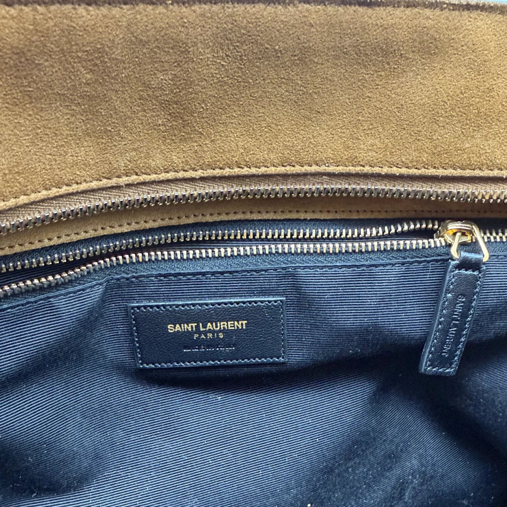 Saint Laurent Monogram Fringe Suede Chain-strap Shopping Tote Bag