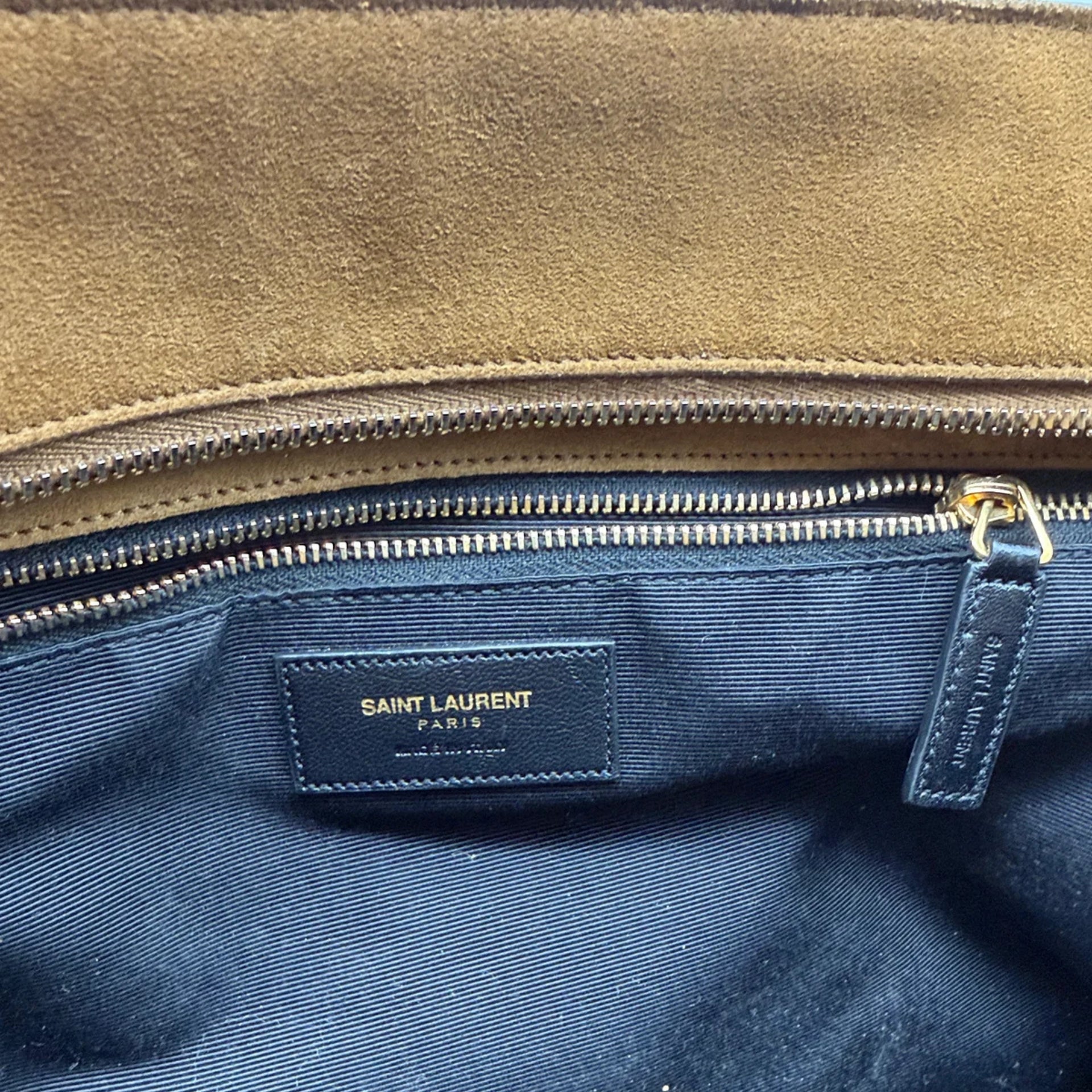 Saint Laurent Monogram Fringe Suede Chain-strap Shopping Tote Bag