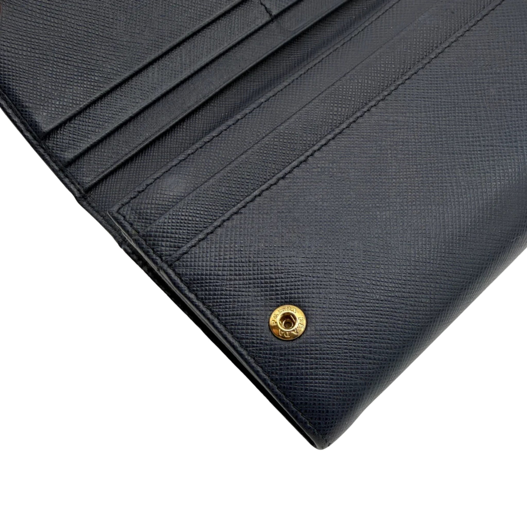Prada Saffiano Lux Leather Continental Flap Wallet on a Chain