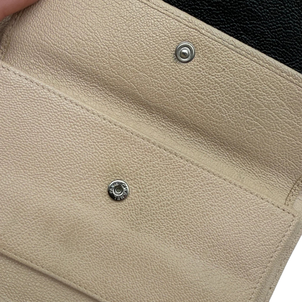 Chanel Bicolor Leather Tri-fold Long Wallet on Chain