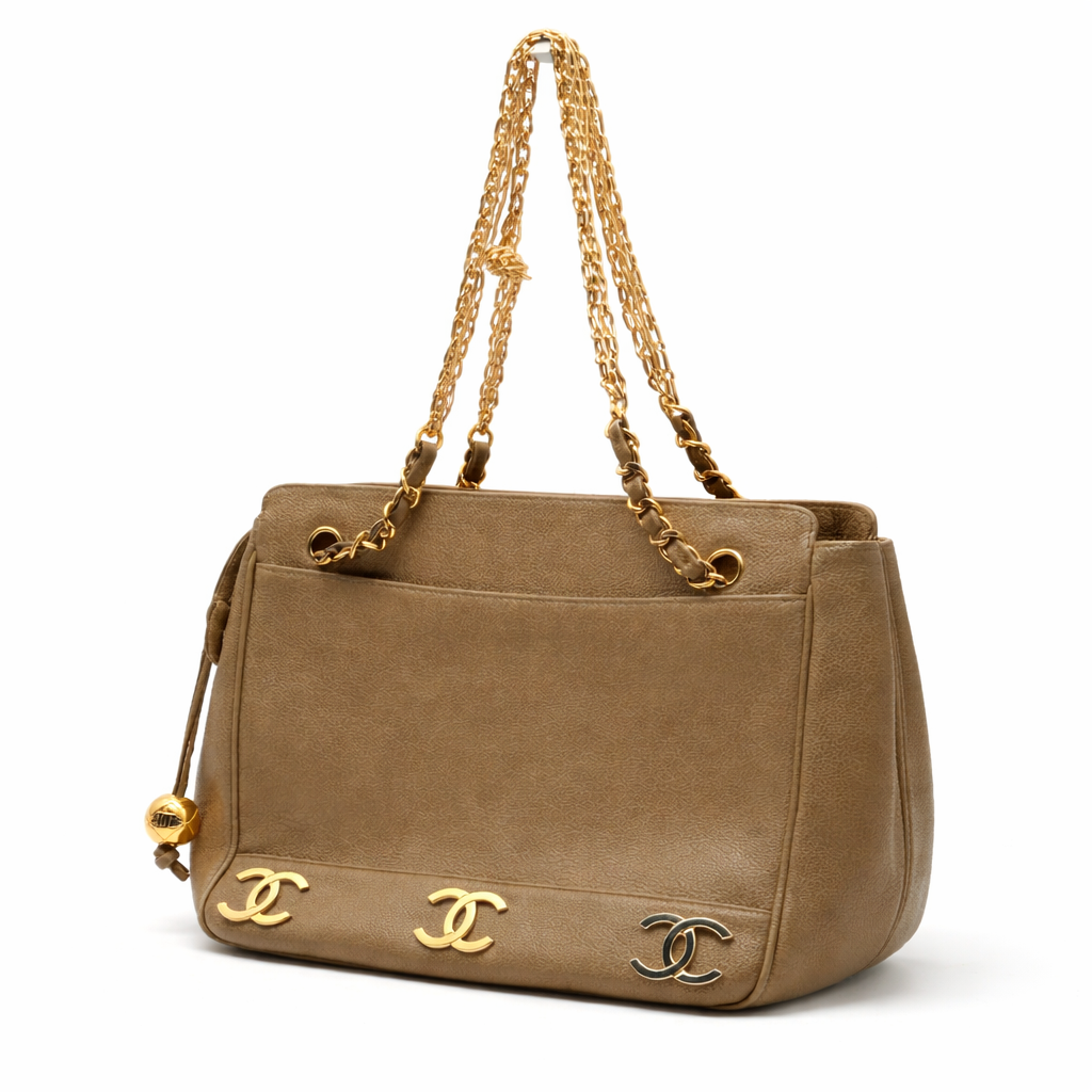 Chanel Triple CC Caviar Leather Tote Bag