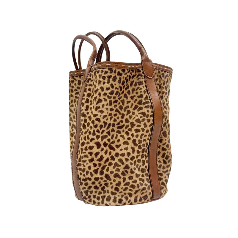 Céline Bucket Brown Leopard Print Pony Hair Bag