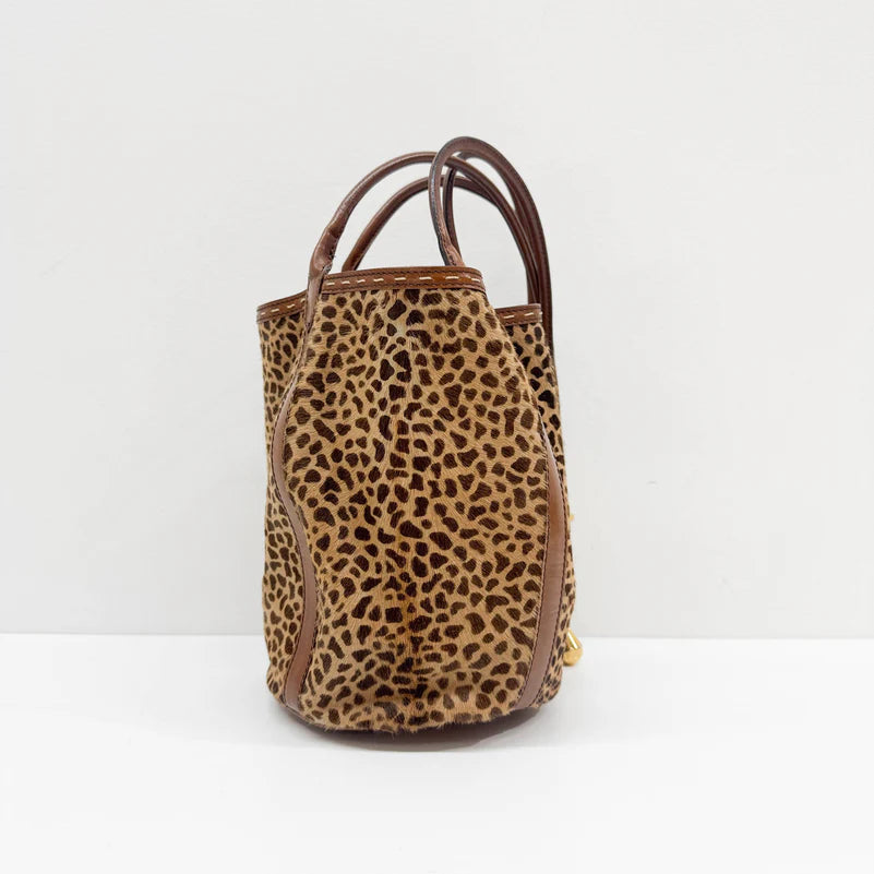Céline Bucket Brown Leopard Print Pony Hair Bag
