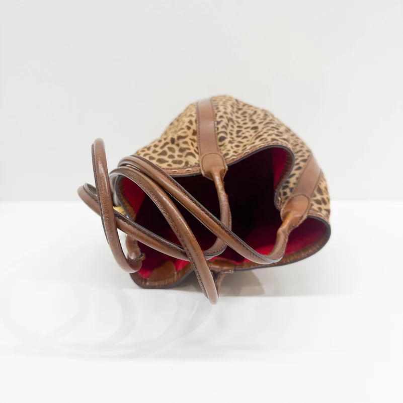 Céline Bucket Brown Leopard Print Pony Hair Bag