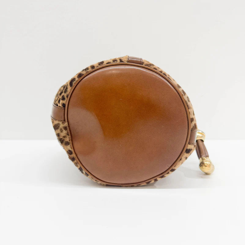Céline Bucket Brown Leopard Print Pony Hair Bag