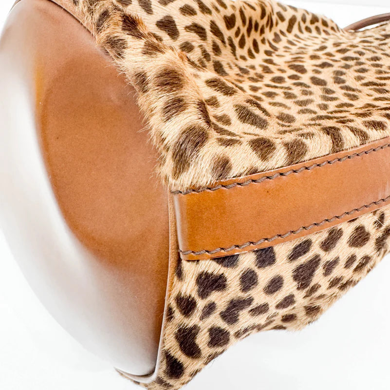 Céline Bucket Brown Leopard Print Pony Hair Bag