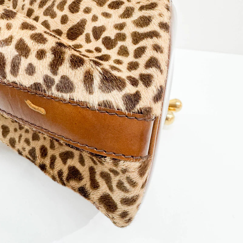Céline Bucket Brown Leopard Print Pony Hair Bag