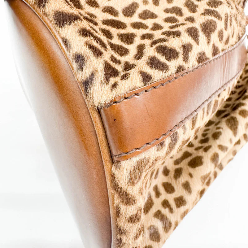Céline Bucket Brown Leopard Print Pony Hair Bag
