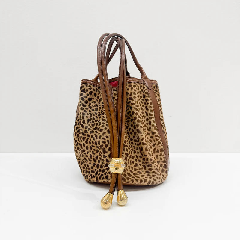 Céline Bucket Brown Leopard Print Pony Hair Bag