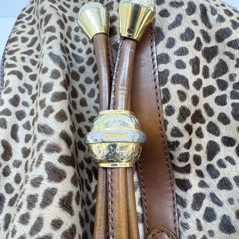 Céline Bucket Brown Leopard Print Pony Hair Bag