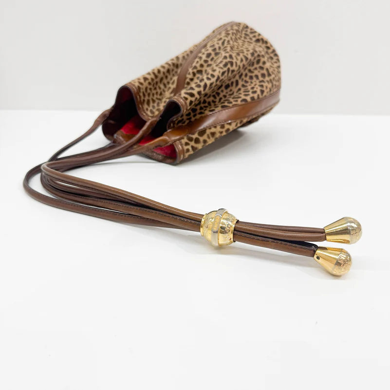 Céline Bucket Brown Leopard Print Pony Hair Bag