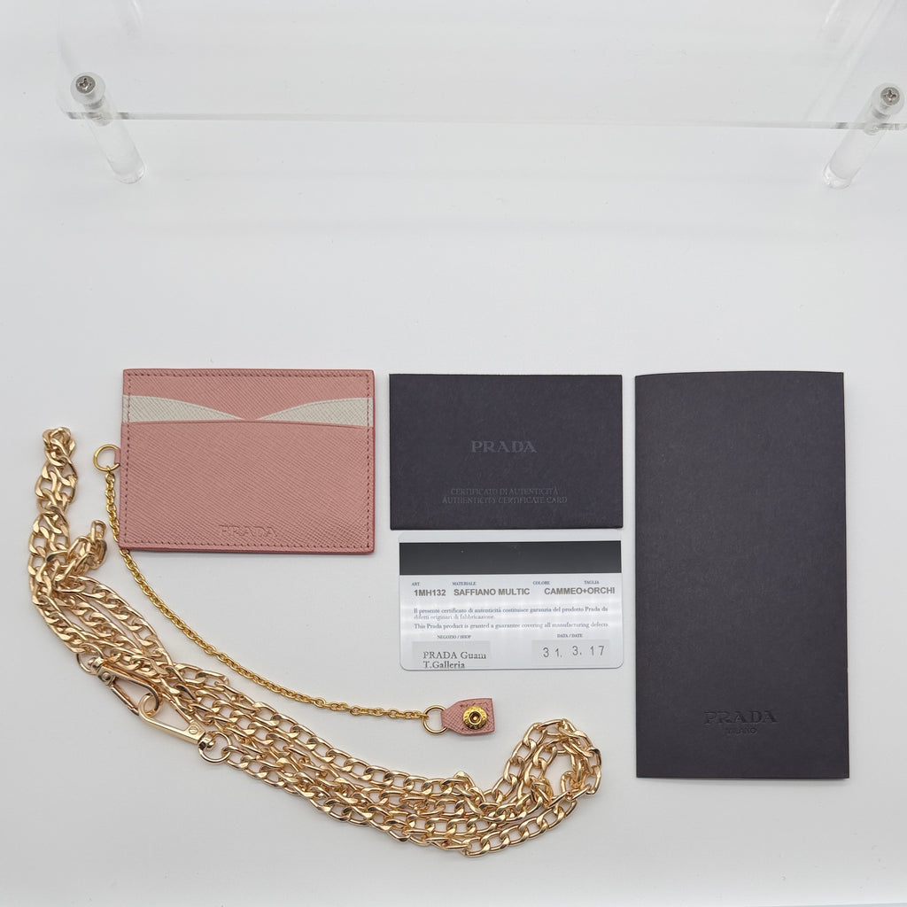 Prada Saffiano Lux Leather Continental Flap Wallet on a Chain