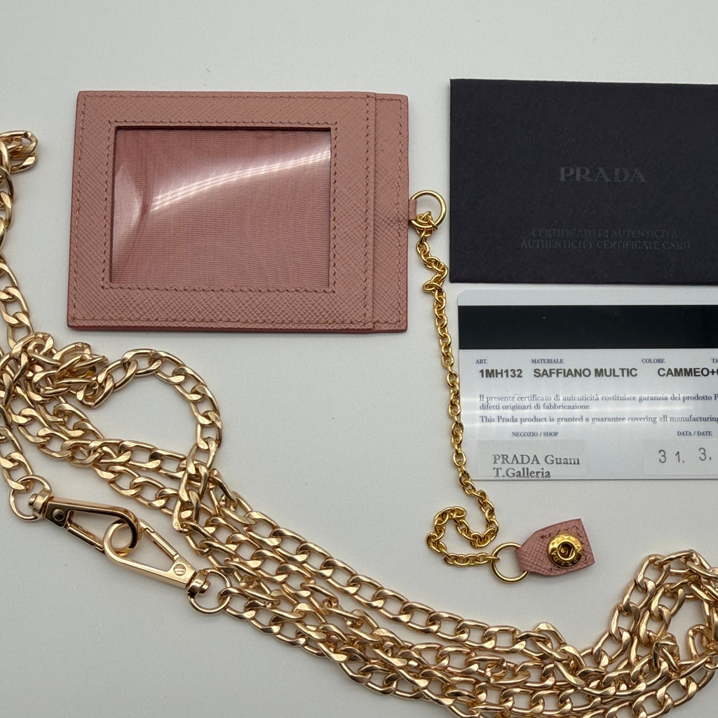 Prada Saffiano Lux Leather Continental Flap Wallet on a Chain