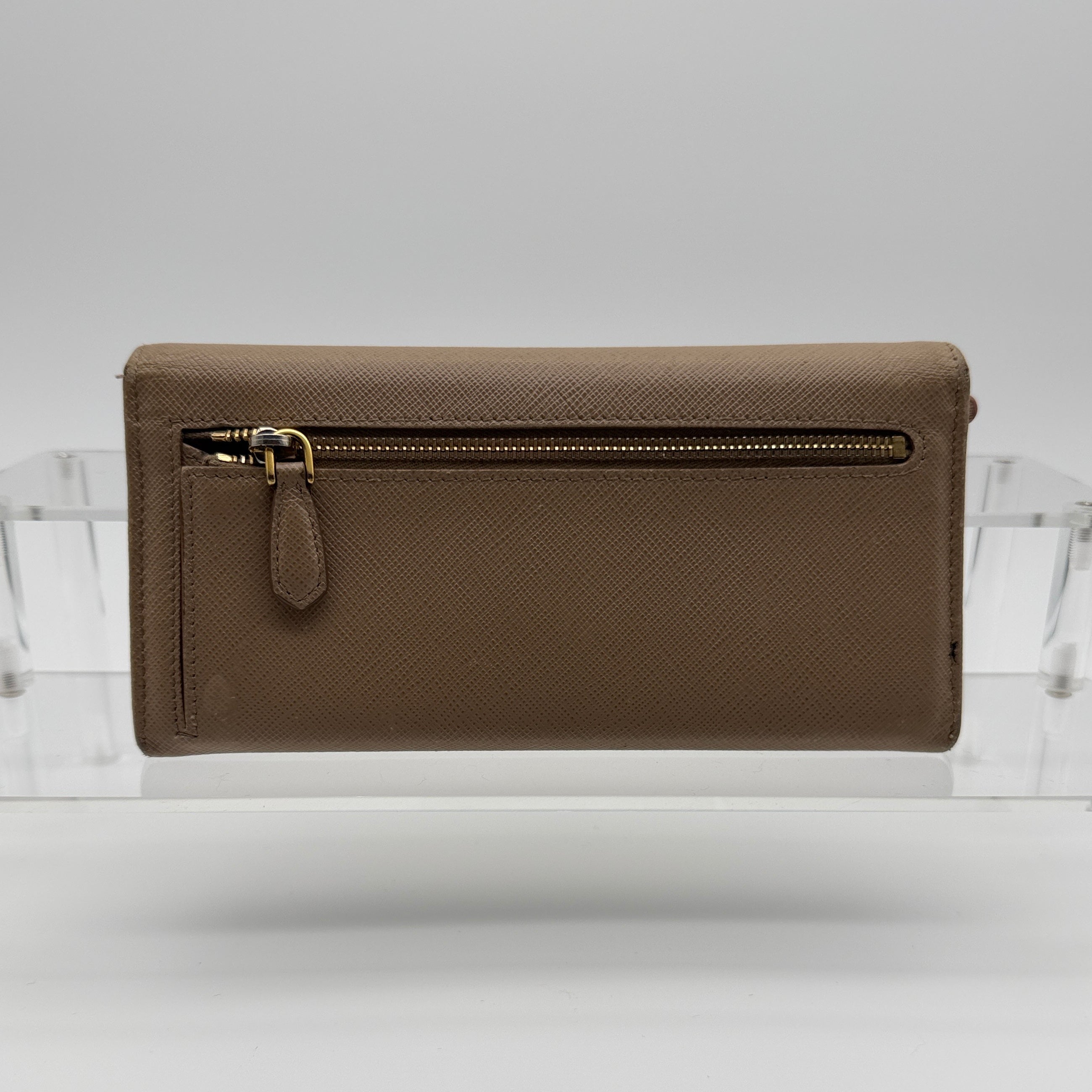 Prada Saffiano Lux Leather Continental Flap Wallet on a Chain