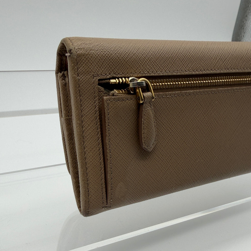 Prada Saffiano Lux Leather Continental Flap Wallet on a Chain