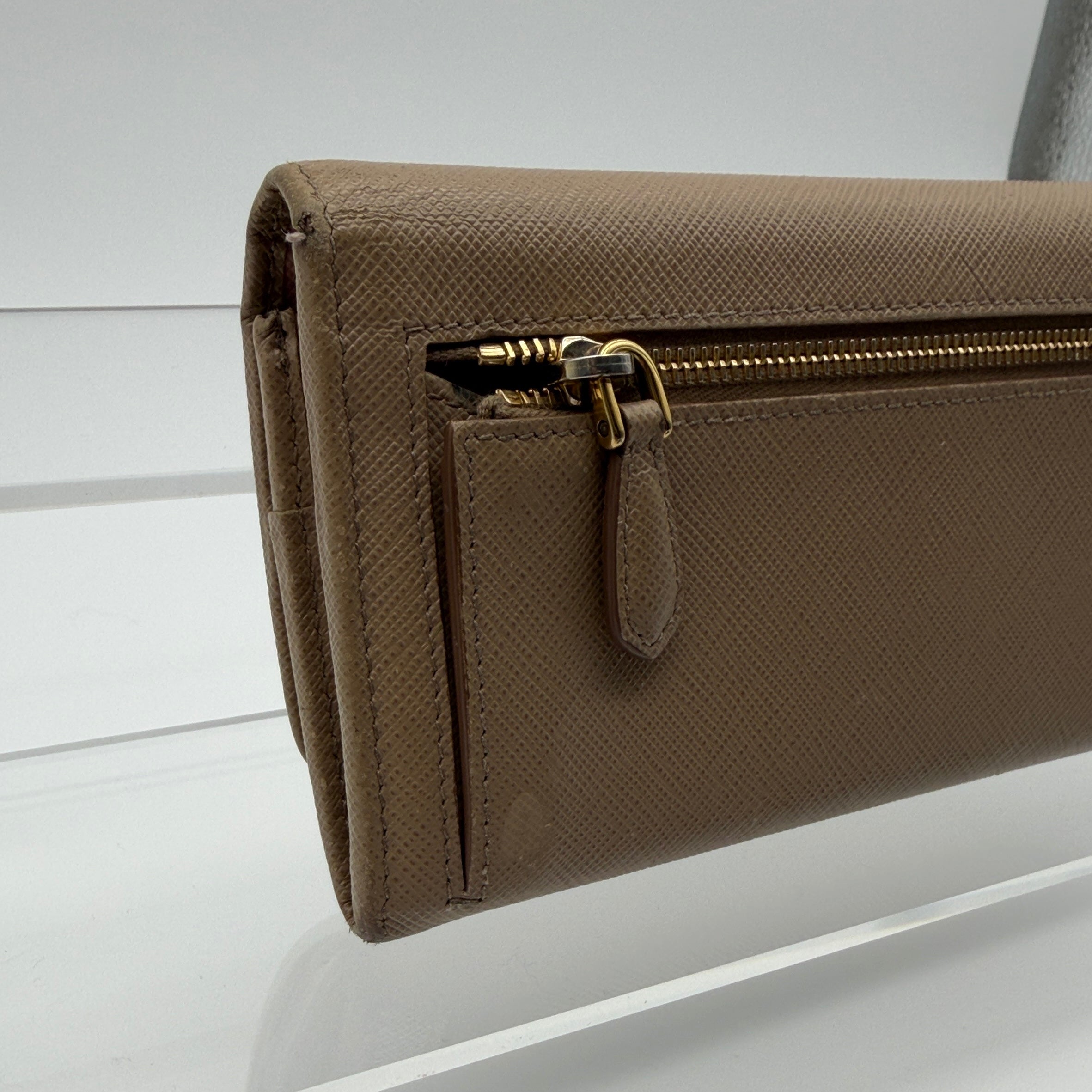 Prada Saffiano Lux Leather Continental Flap Wallet on a Chain