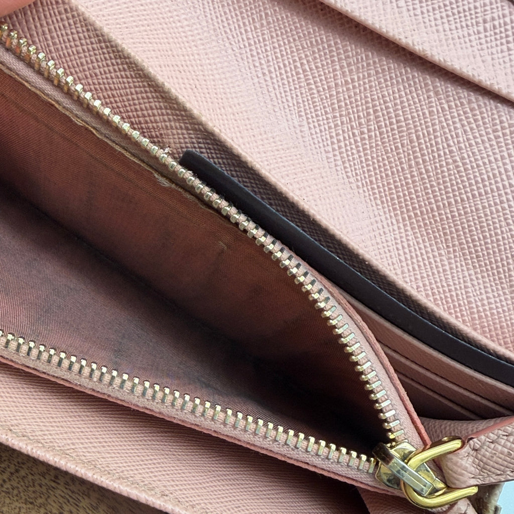 Prada Saffiano Lux Leather Continental Flap Wallet on a Chain