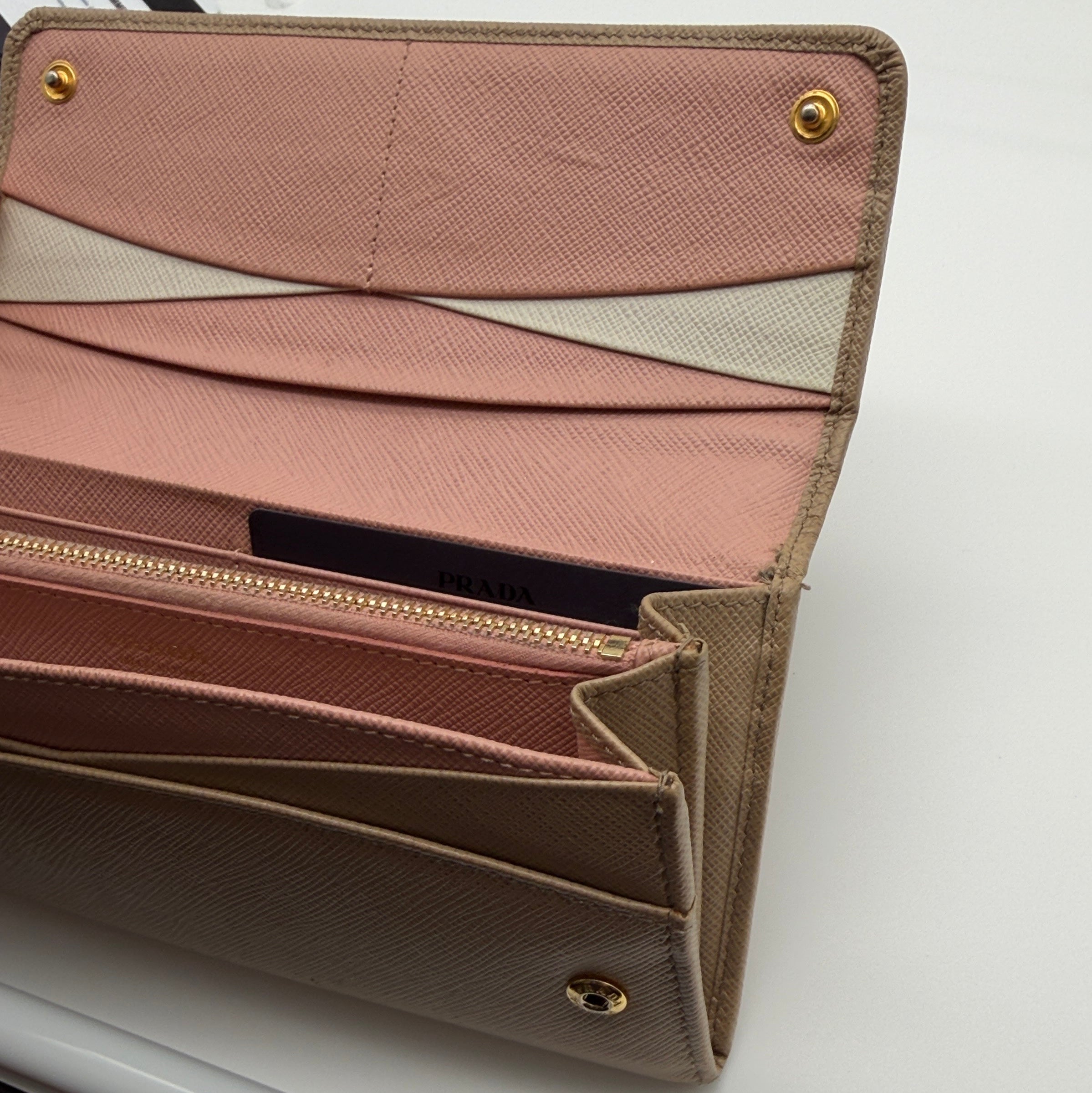 Prada Saffiano Lux Leather Continental Flap Wallet on a Chain