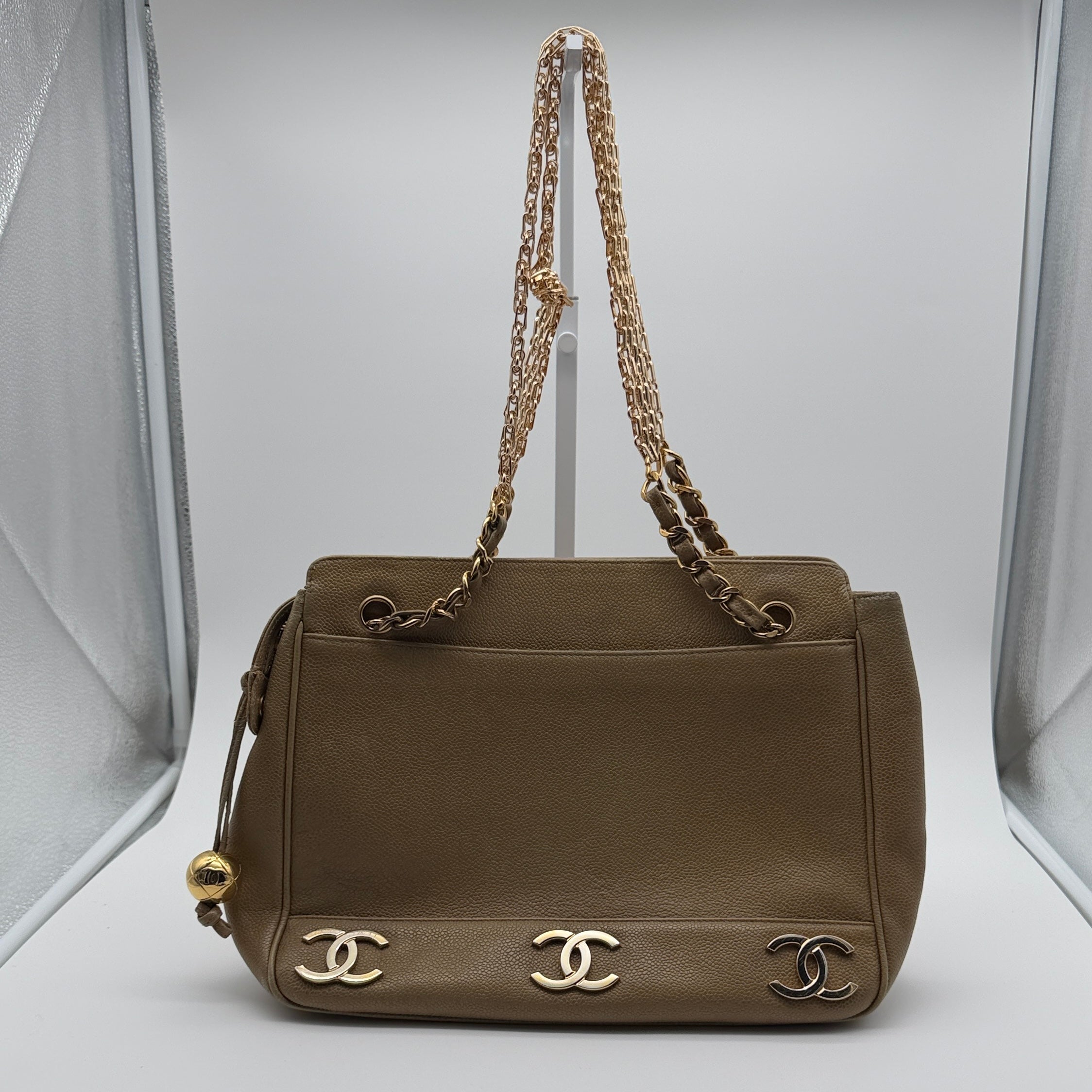 Chanel Triple CC Caviar Leather Tote Bag