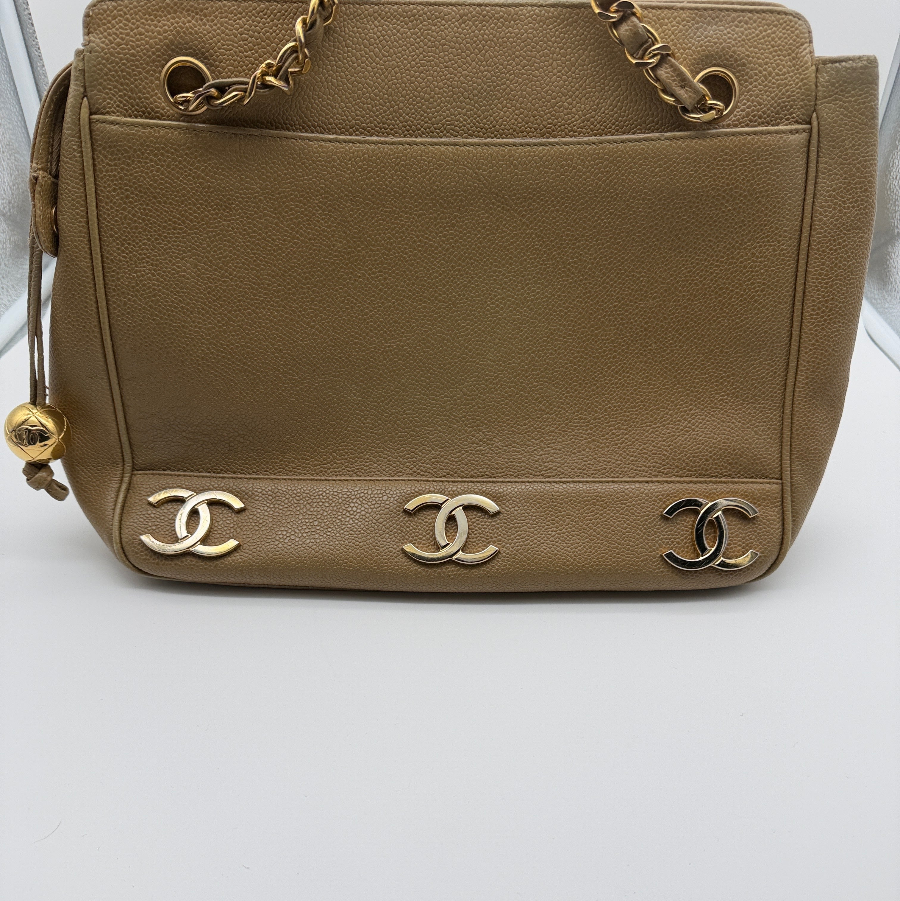 Chanel Triple CC Caviar Leather Tote Bag