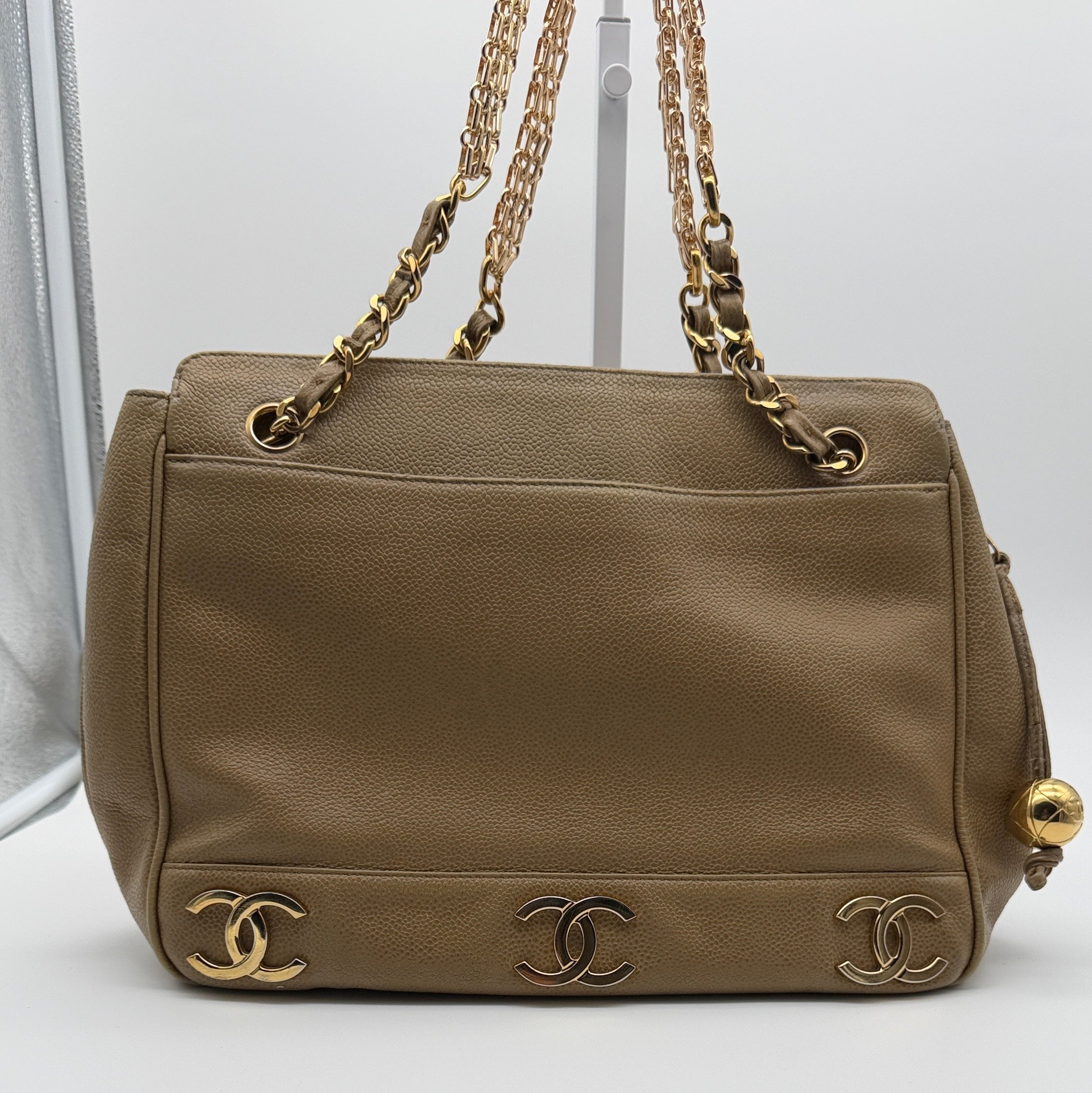 Chanel Triple CC Caviar Leather Tote Bag