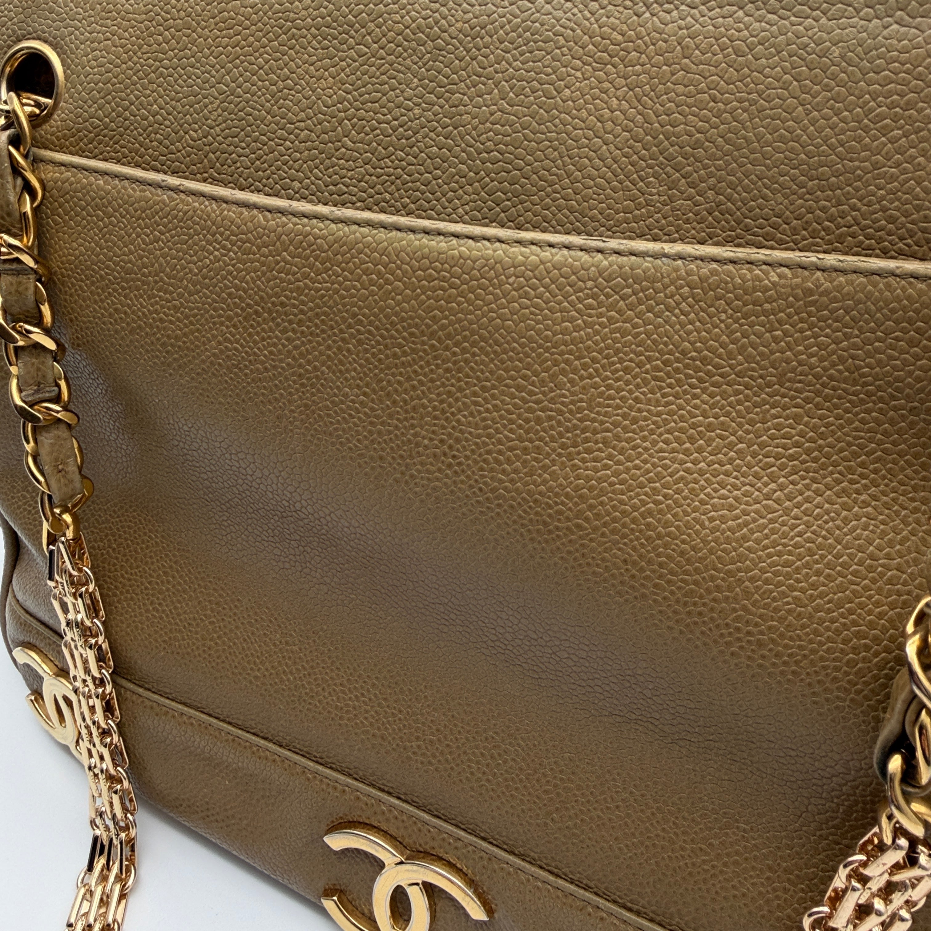 Chanel Triple CC Caviar Leather Tote Bag