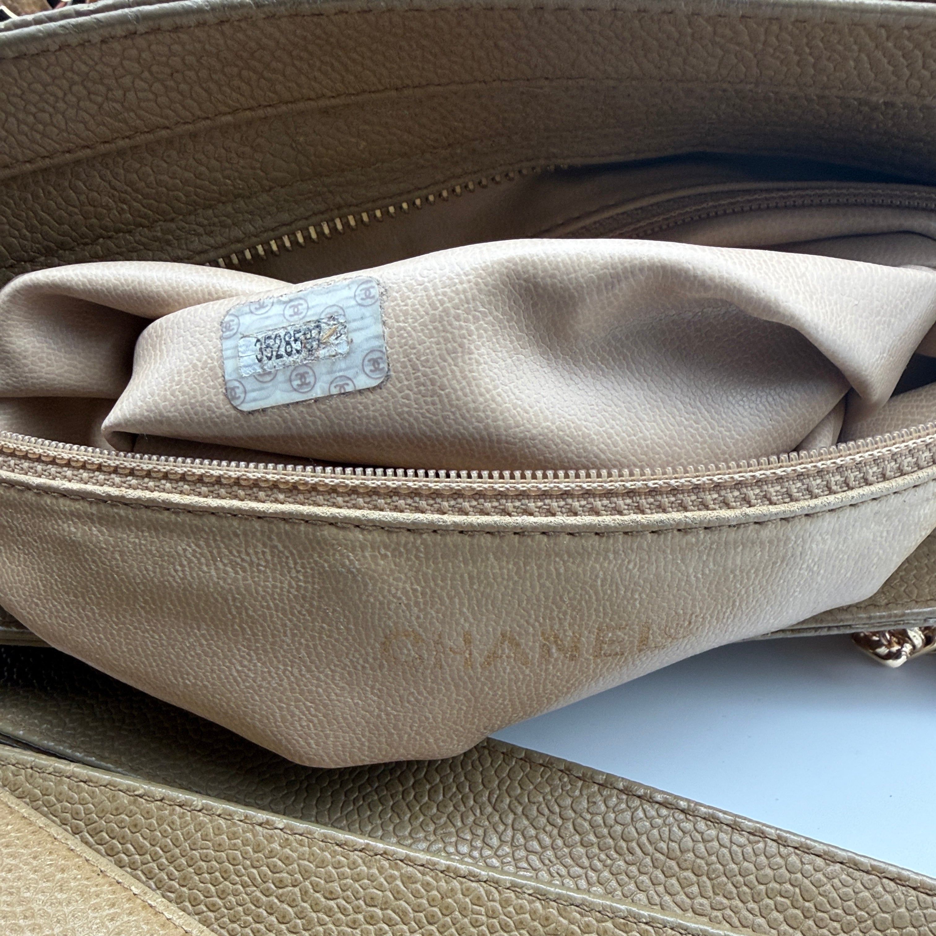 Chanel Triple CC Caviar Leather Tote Bag