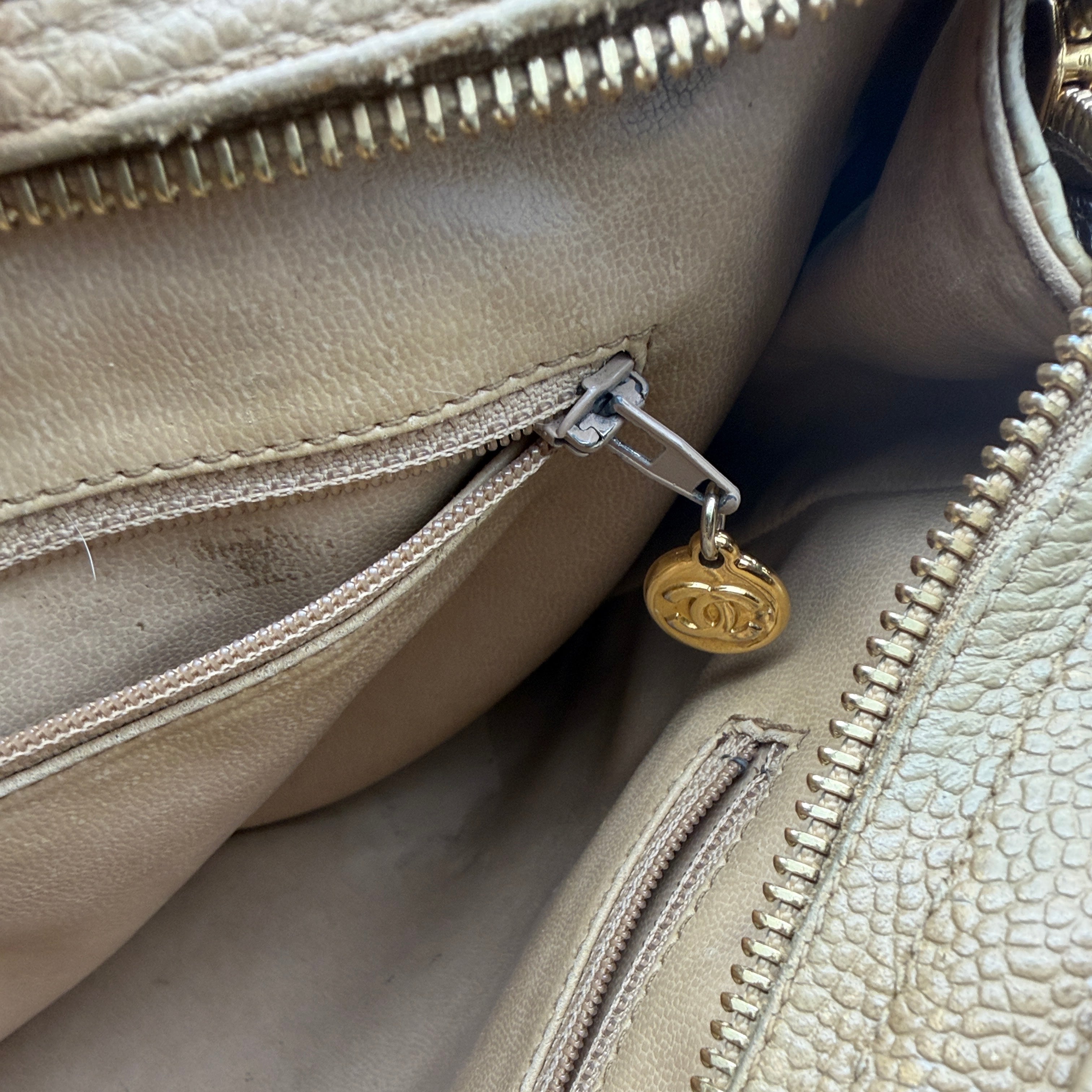 Chanel Triple CC Caviar Leather Tote Bag