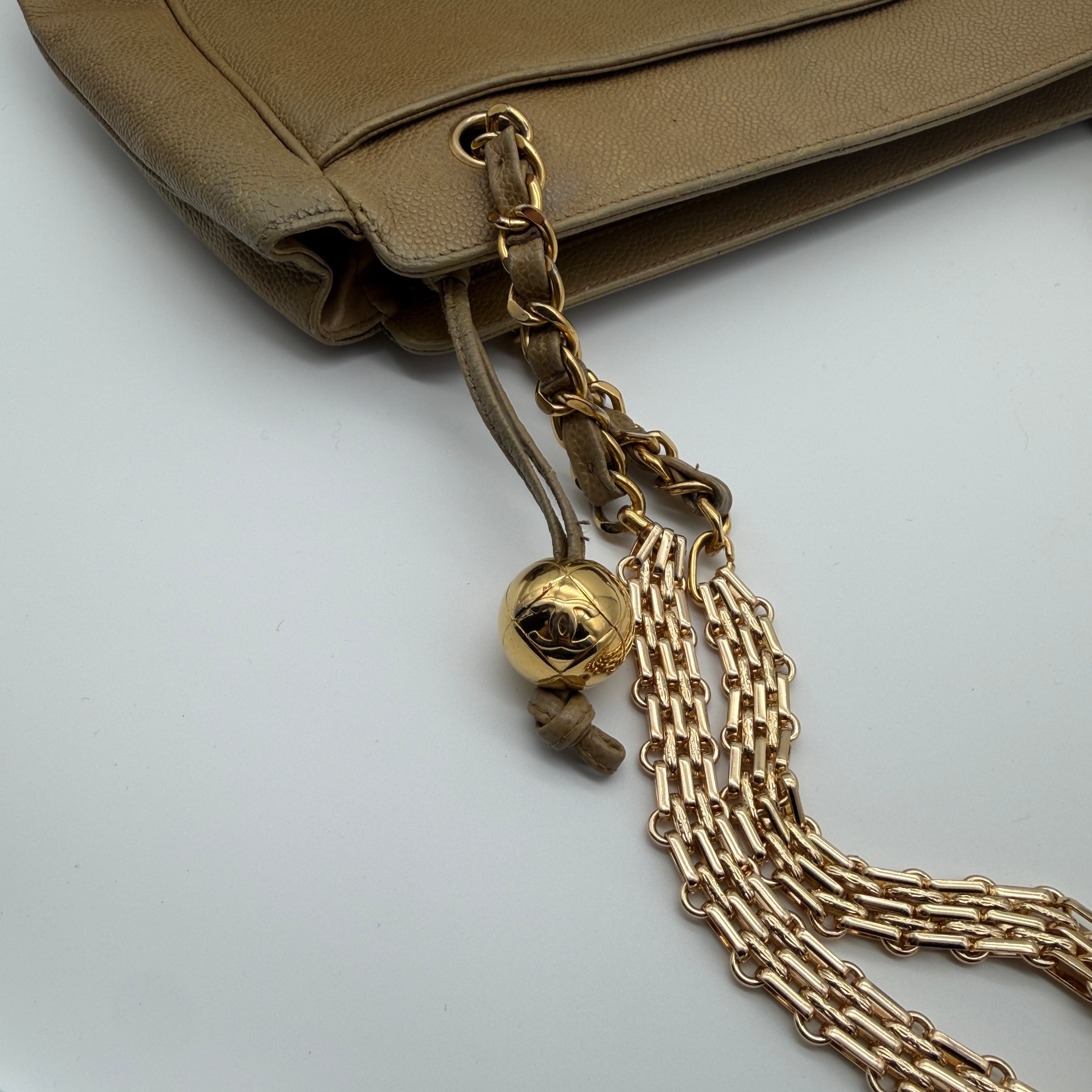 Chanel Triple CC Caviar Leather Tote Bag