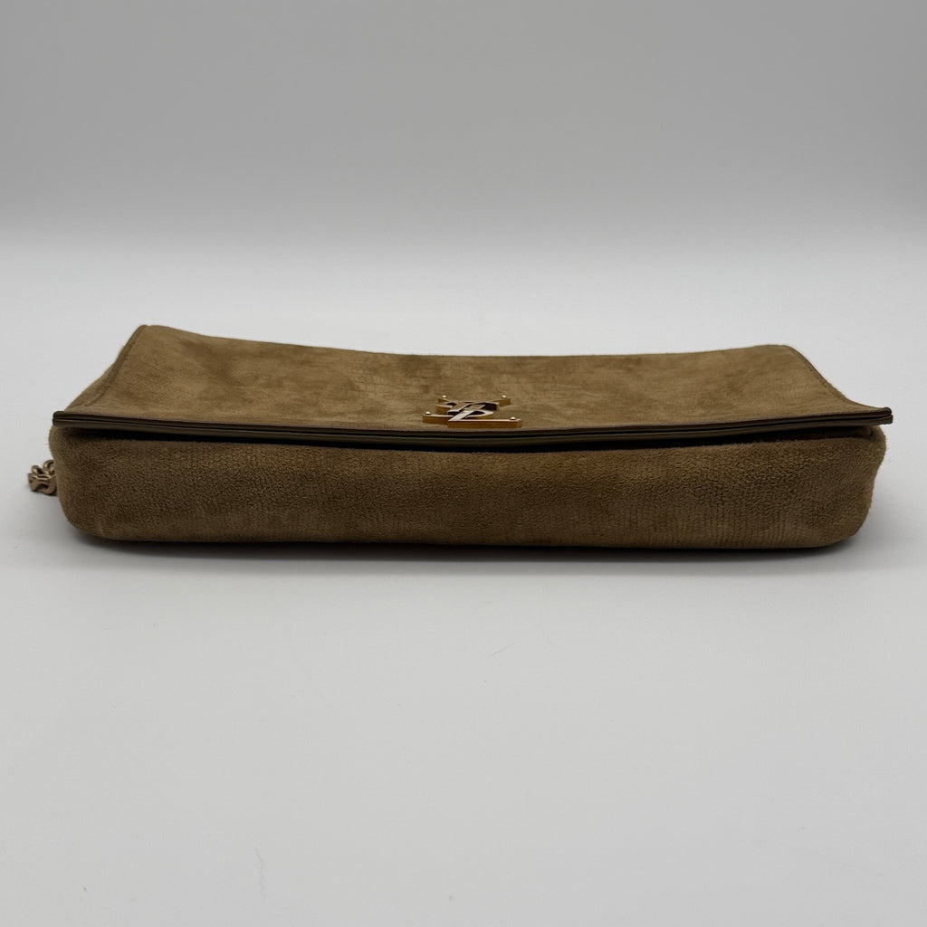 Saint Laurent Brown Crocodile-Embossed Suede Kate 99 Bag
