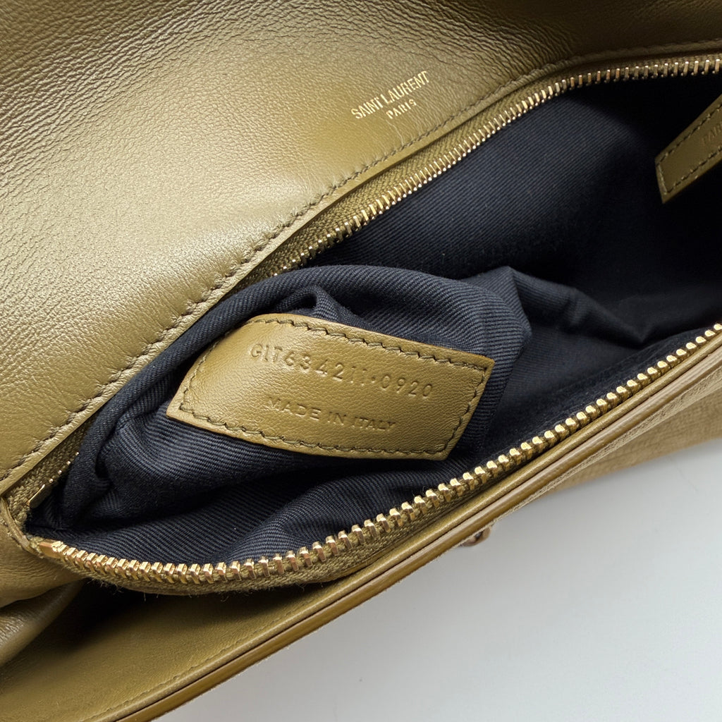 Saint Laurent Brown Crocodile-Embossed Suede Kate 99 Bag