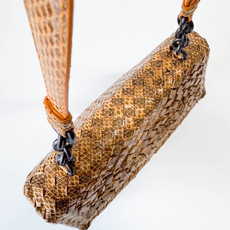 Bottega Veneta Intrecciato Yellow Lizard Leather Shoulder Bag