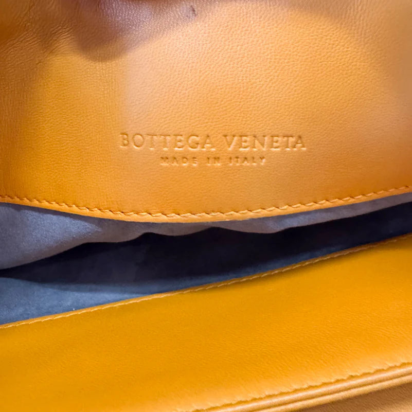 Bottega Veneta Intrecciato Yellow Lizard Leather Shoulder Bag