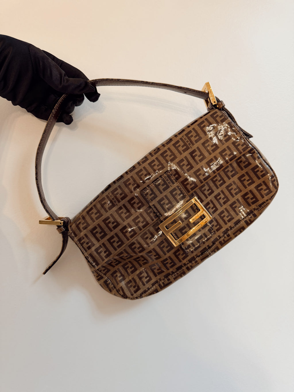 Fendi Zucchino Mamma Baguette Shoulder Bag